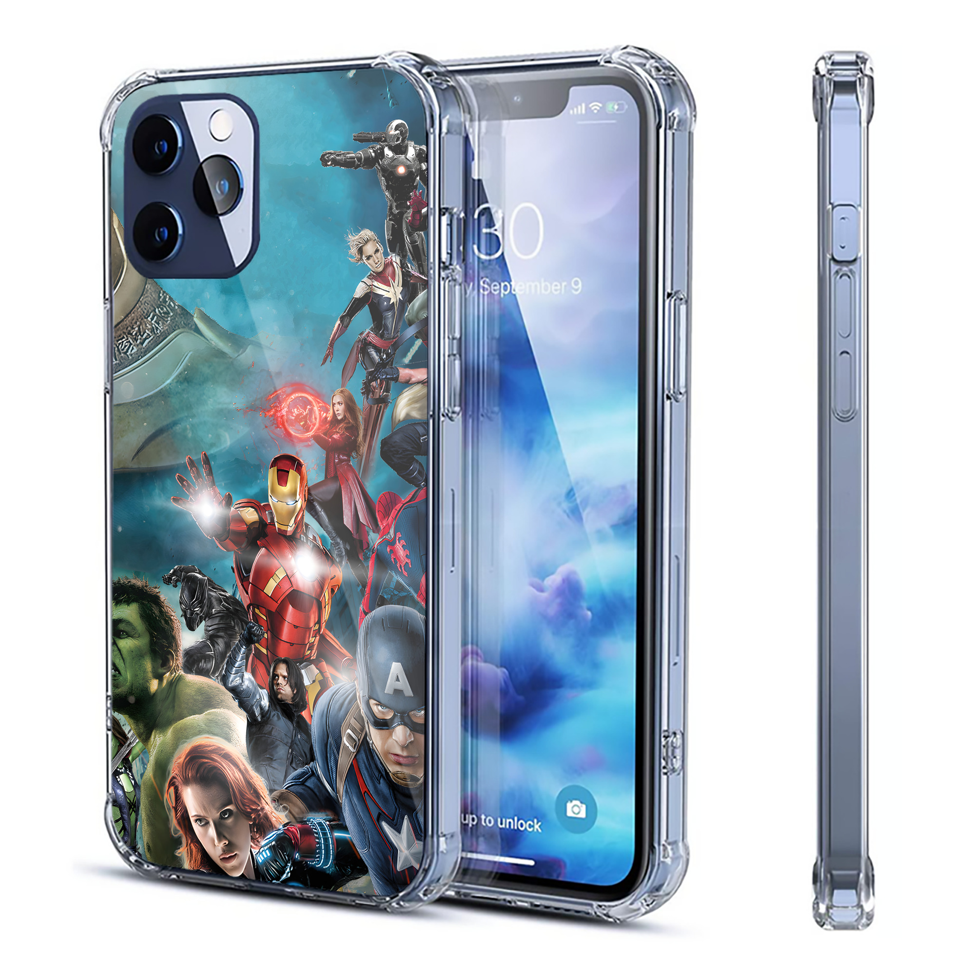 （画像用） アベンジャーズ The Avengers 【iPhone 12シリーズ対応】透明スマホケース（クリアソフトケース）